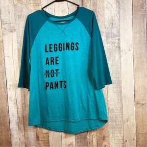 Athletic Works XXL(20) 3/4 Sleeve Crewneck Raglan Sleeve Leggings are not Legs